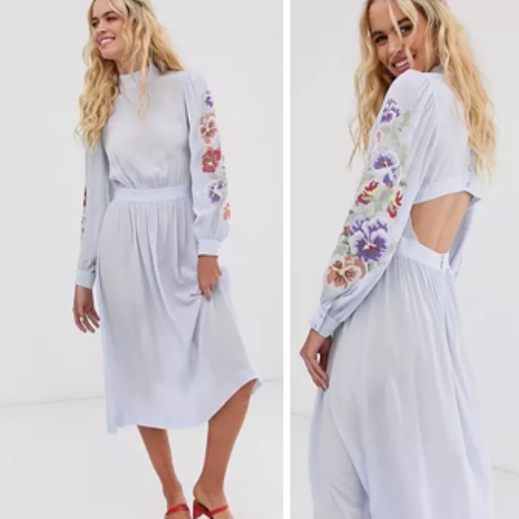 & Other Stories floral embroidered midi dress NEW